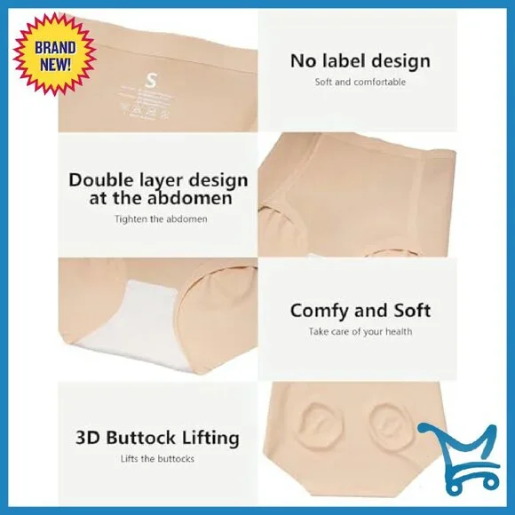 High Waisted Seamless Tummy Control Panties 4 Pack S-3XL